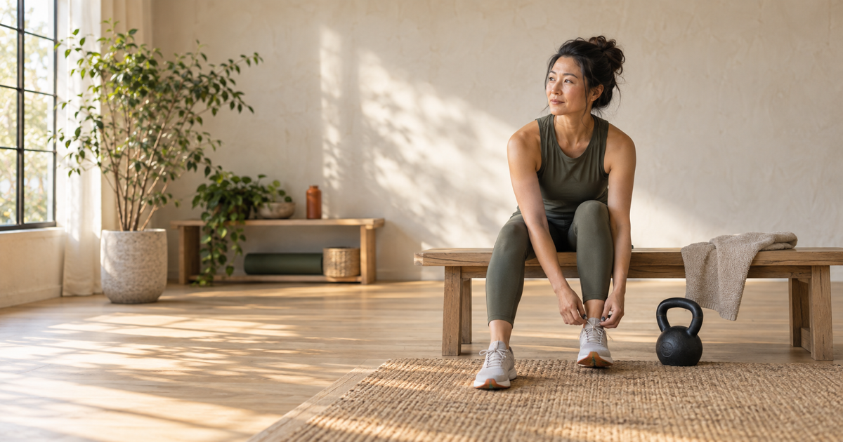 A woman pausing to assess how she feels after an intense workout